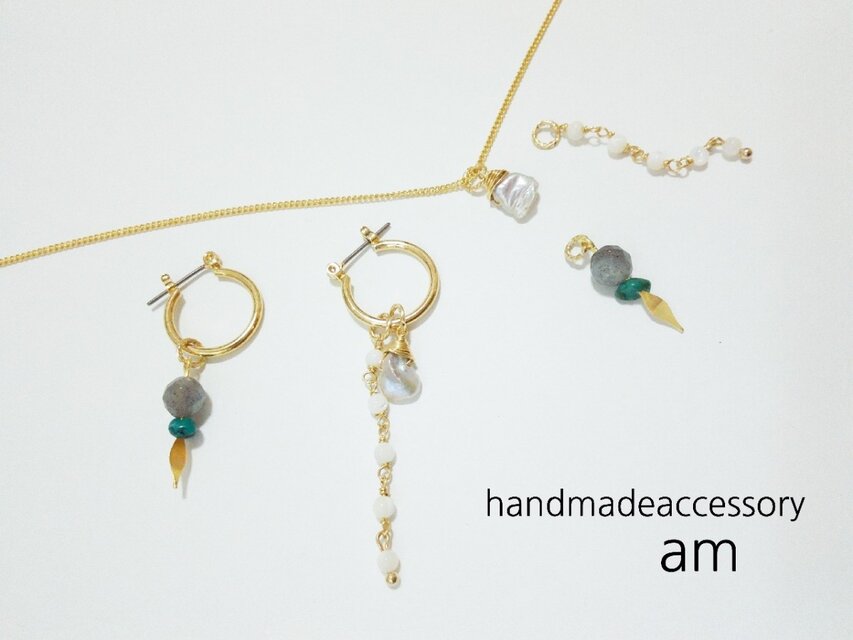 summer set /チャームピアス+ゴールドチェーンネックレス