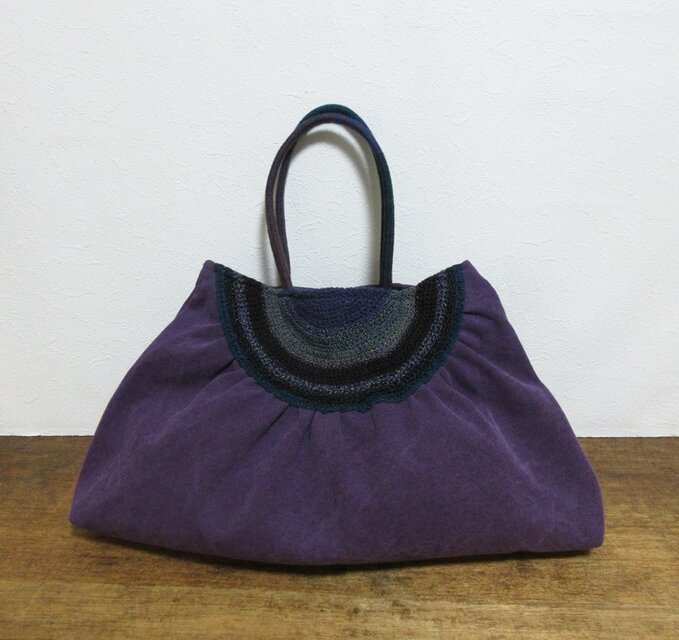 半円模様のギャザーかばん（パープル）