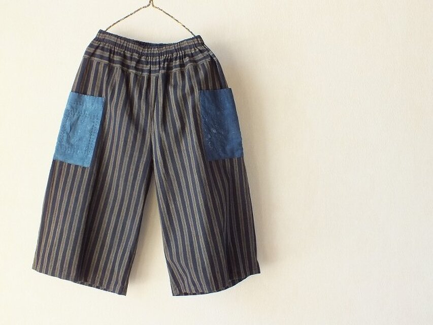縞木綿と藍古布のもんパン