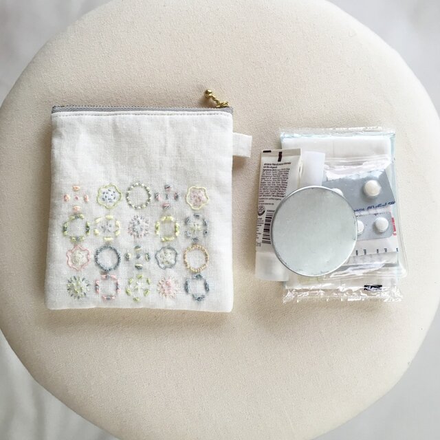 ポーチ[収穫]綿色×花弁色