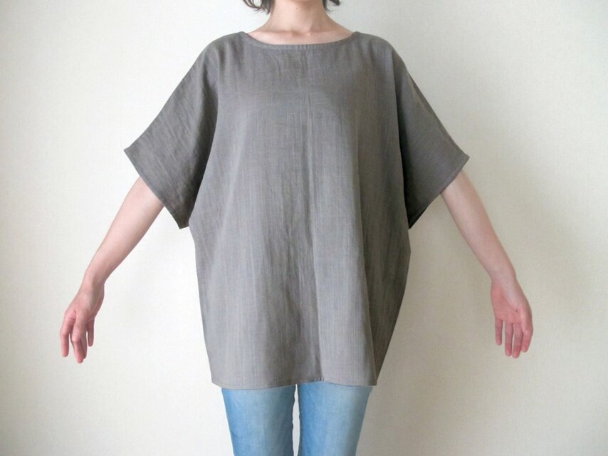 ダブルガーゼ（綿100%）のシャツ（グレー）