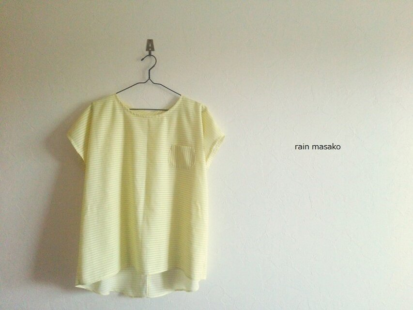 レモンイエローのシマシマチュニック＊フリーサイズ