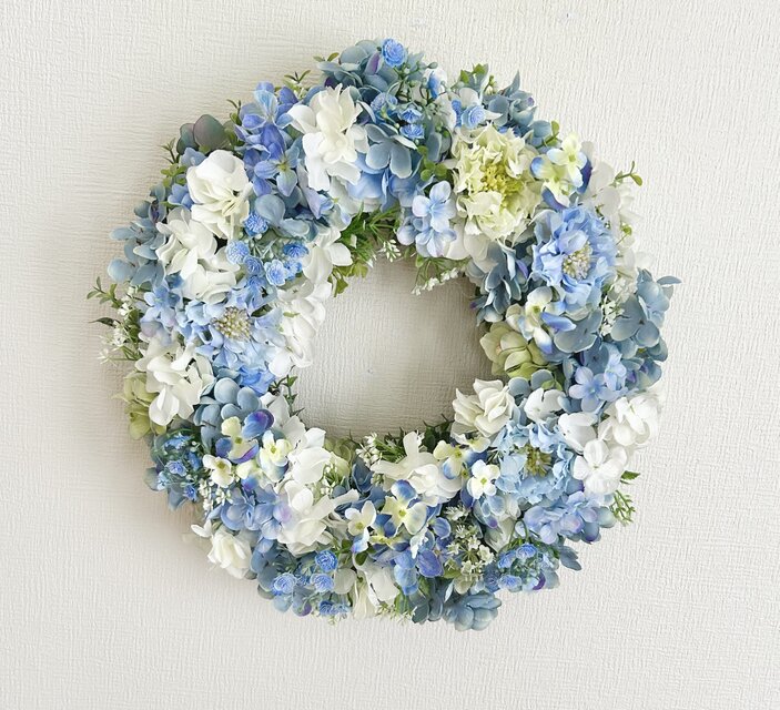 薔薇＆紫陽花 ドライフラワー 花かごリース 橤 ミル・フルール〜Jewels