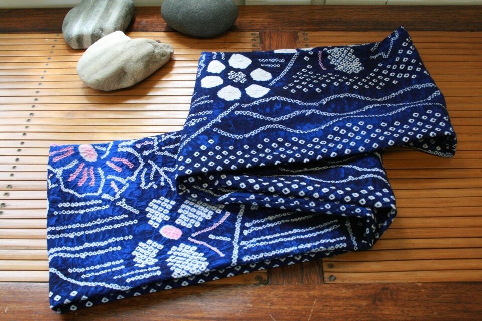 浴衣地　絞り模様　スヌード　ショート