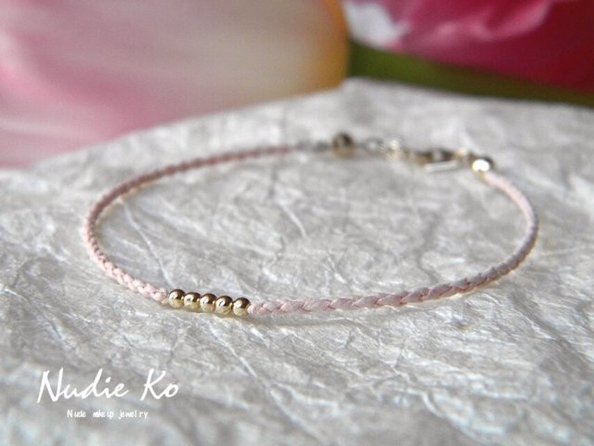 春の和紙ブレス　「美線」 さくら　k14gfラウンドビーズ