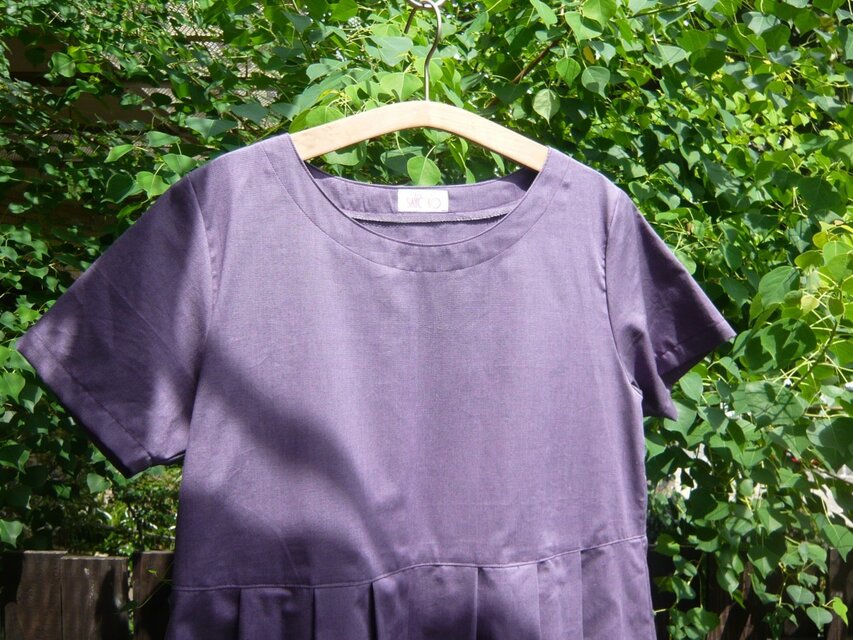 播州織　ゆったりワンピース　パープル
