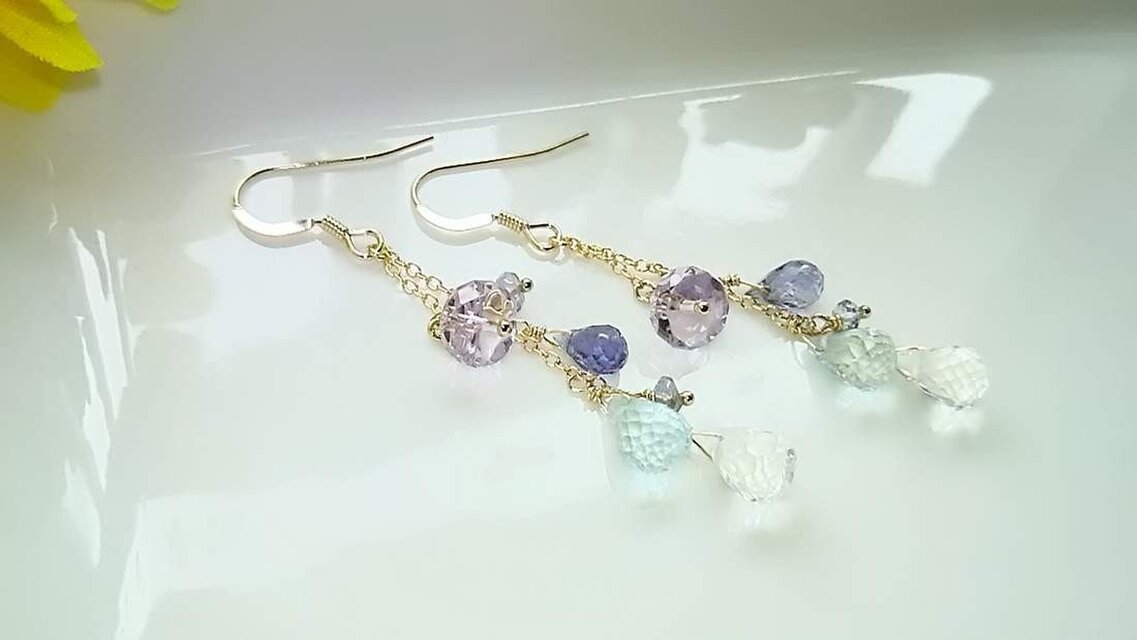 宝石質＊色々天然石＊梅雨14kgfピアス