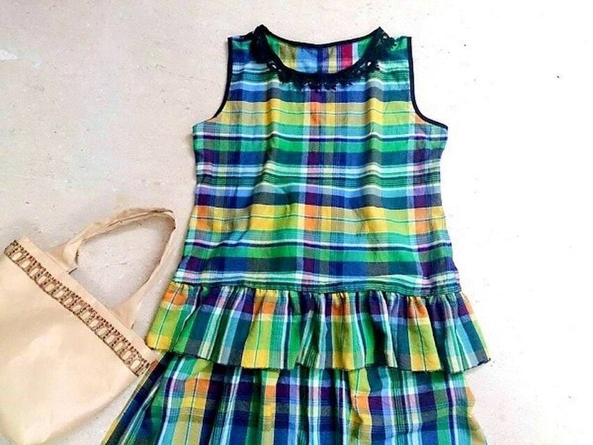 マドモアゼル・チェック・フリル付き★コットン100％セットアップ