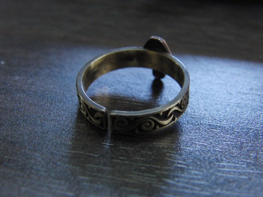 キノコ彫模様真鍮ブラスリング 指輪サイズ1号～15号/タイリング