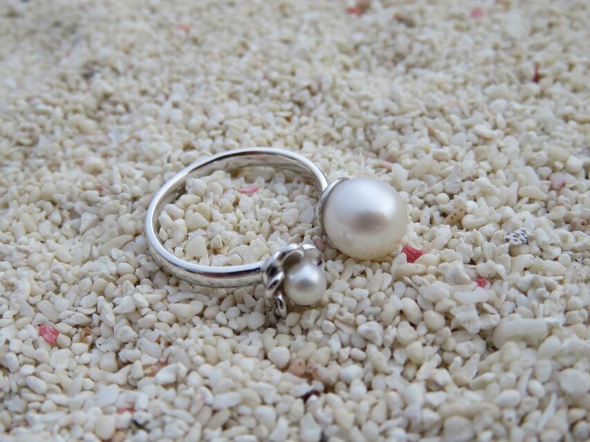 Pearl Flower Ring パールとプルメリアのフォークリング