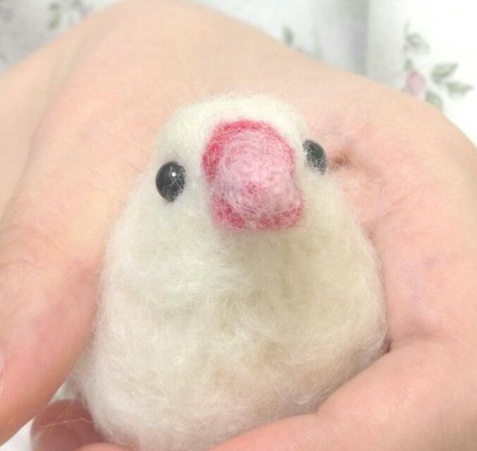 羊毛フェルト握り文鳥 白文鳥