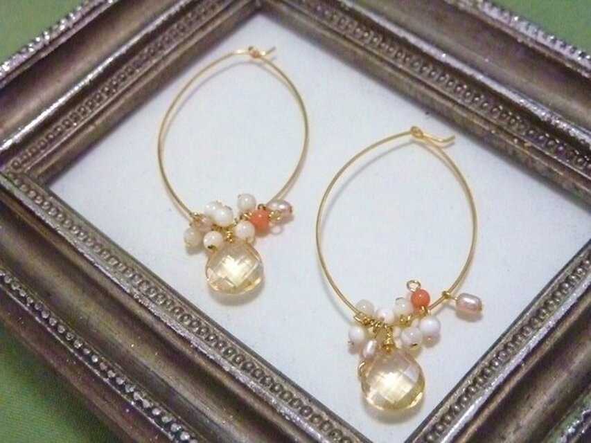 しずくピアス(シャンパンラスター)