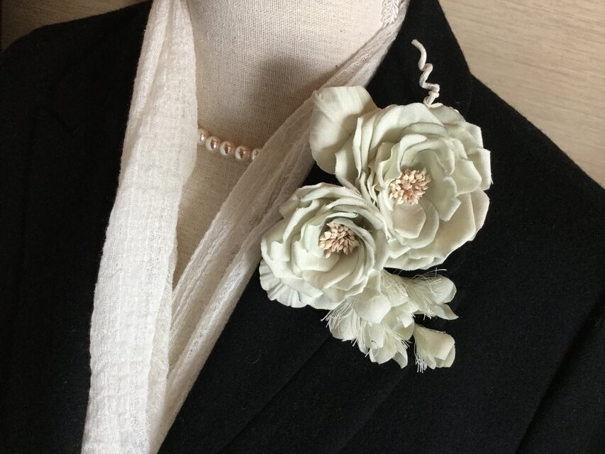 緑グレー鈴蘭付き薔薇(1)再販