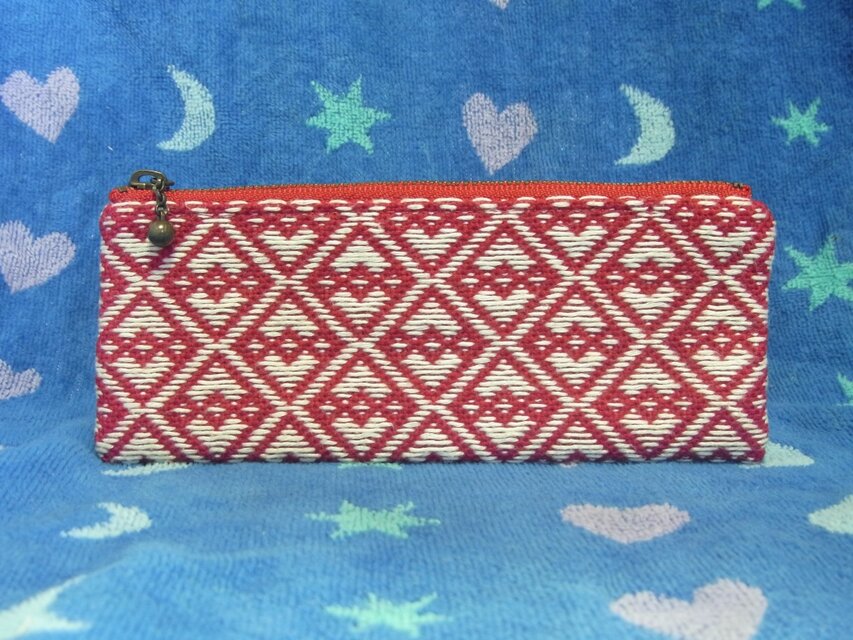 こぎん刺しの単色ポーチ/マチ無し （S）