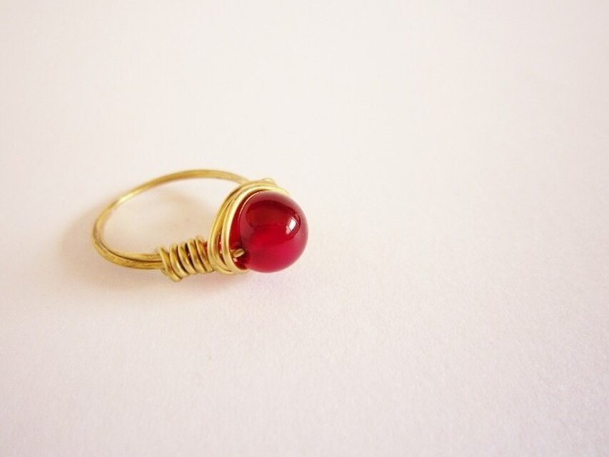 チェリーカルセドニー　Wire　Ring　2