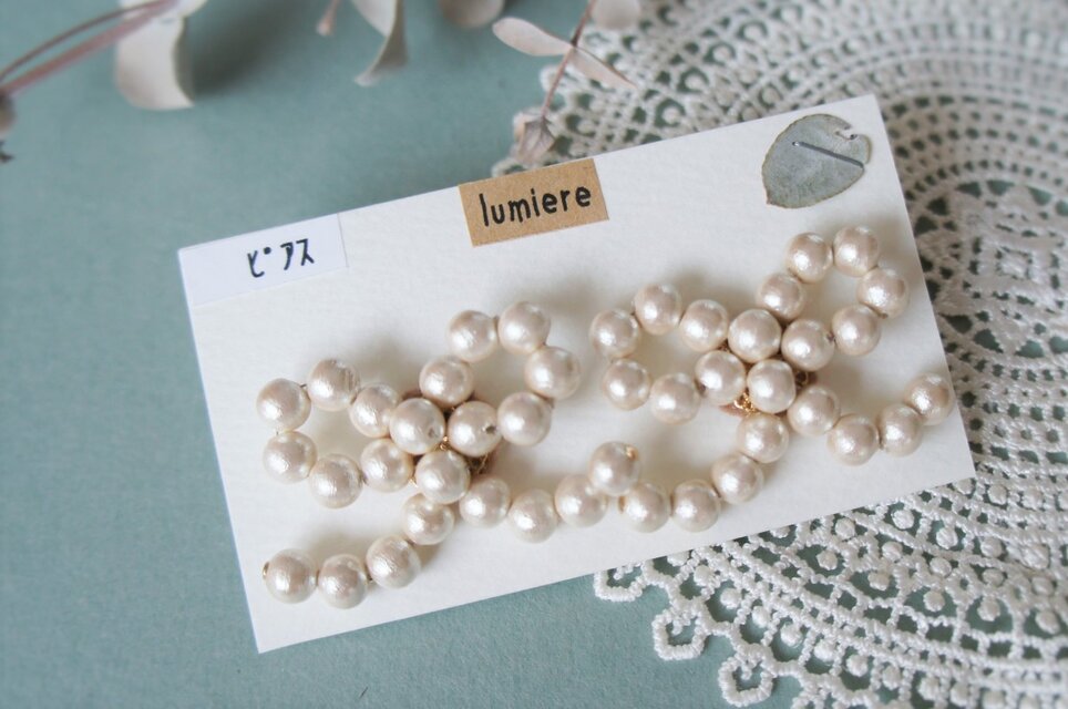 コットンパールのリボンピアス＆イヤリング