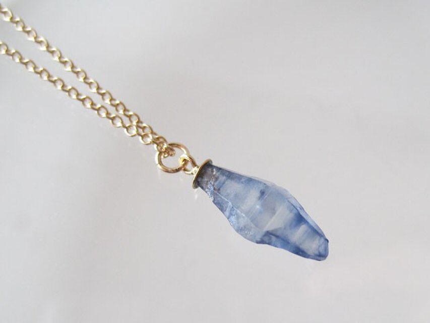 ブルーサファイアの結晶原石ネックレス/Srilanka 14KGF