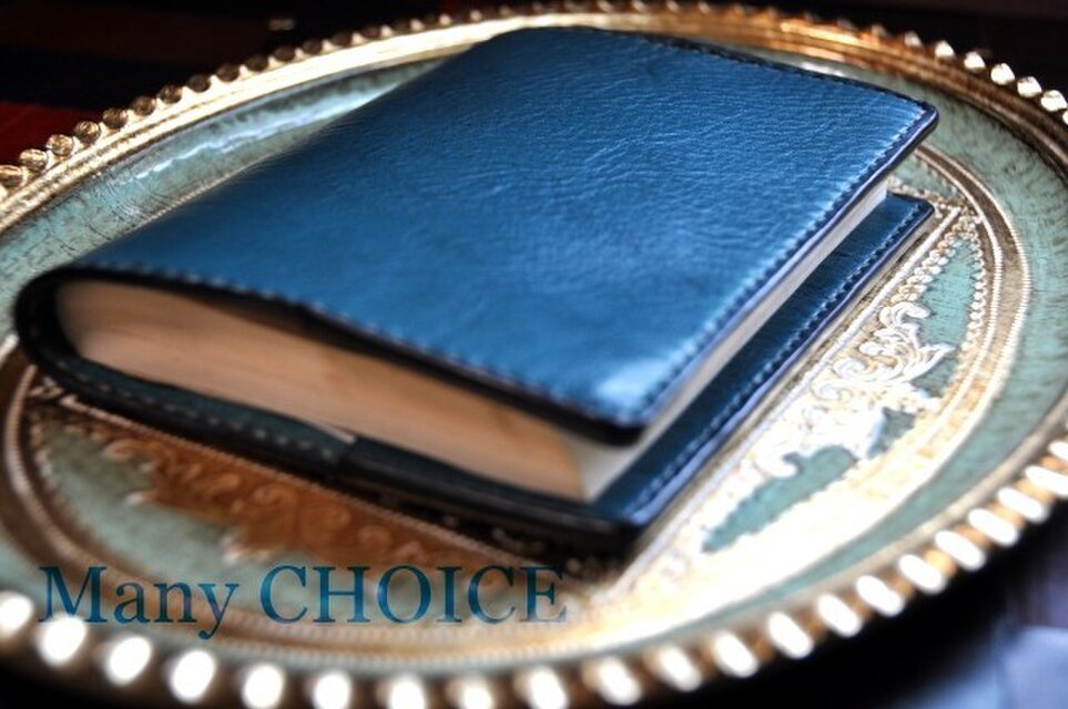 イタリアンオイルレザー・アリゾナブックカバー（ターコイズ）