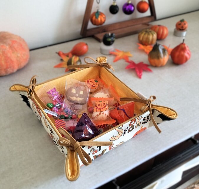 リバーシブル・USコットンのハロウィンお菓子入れ（2）