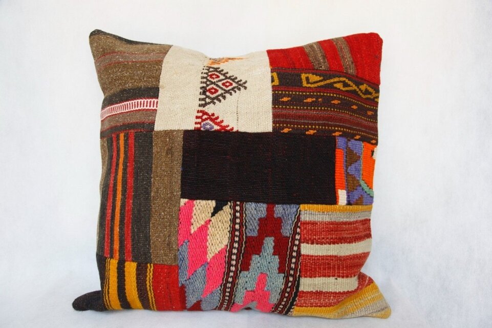 50cm　ハンドメイドパッチワークキリムクッションカバー