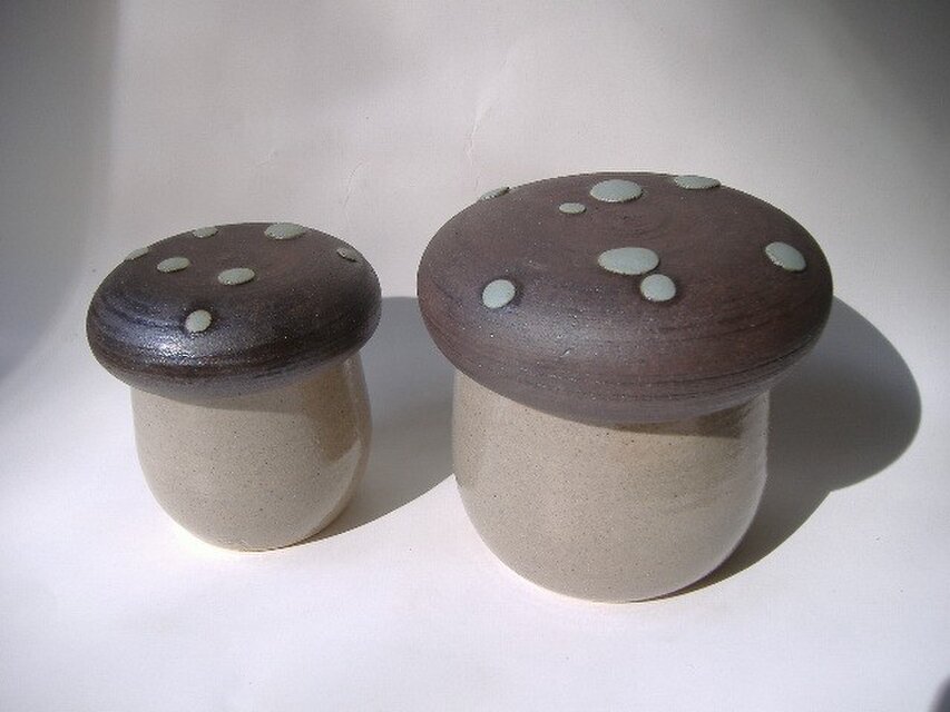 きのこキャンディポット大小２個組（水色）