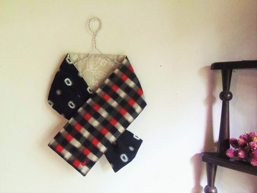 銘仙×コットンリネンの小さな襟巻きNo.83 プチマフラー ネックウォーマー