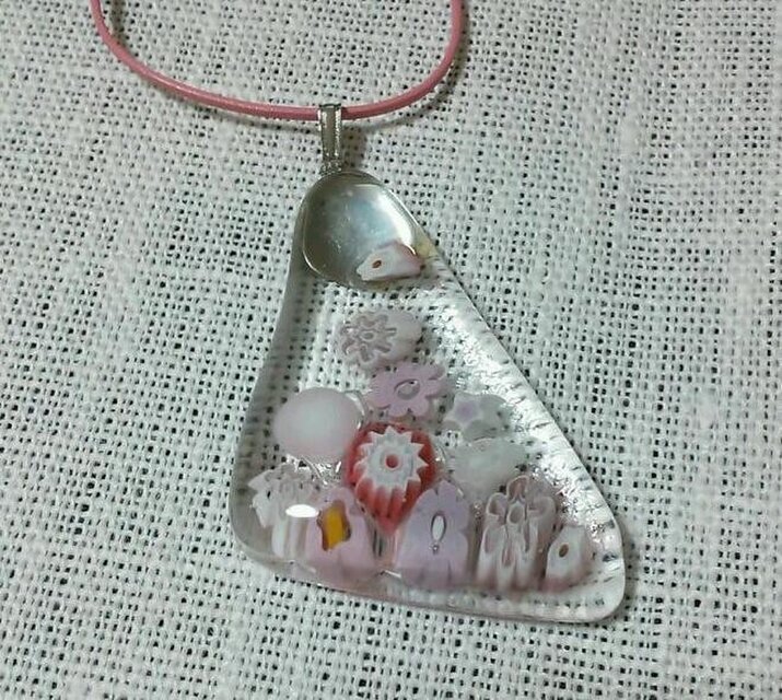 ミルフィオリネックレス（ピンク）