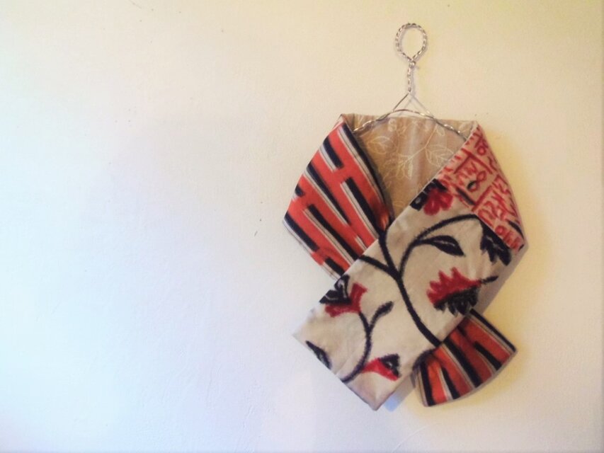 銘仙×コットンリネンの小さな襟巻きNo.95 プチマフラー ネックウォーマー