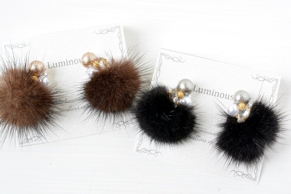 ミンクファーピアス/イヤリング