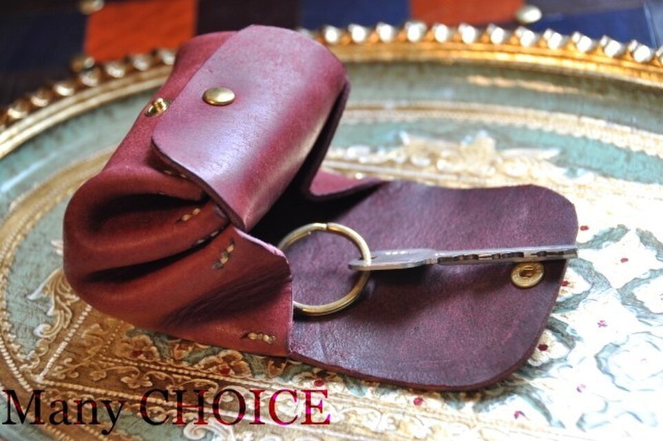 イタリアンレザー・革新のプエブロ・アコーディオンコインキーケースミニ（コッチネラ）