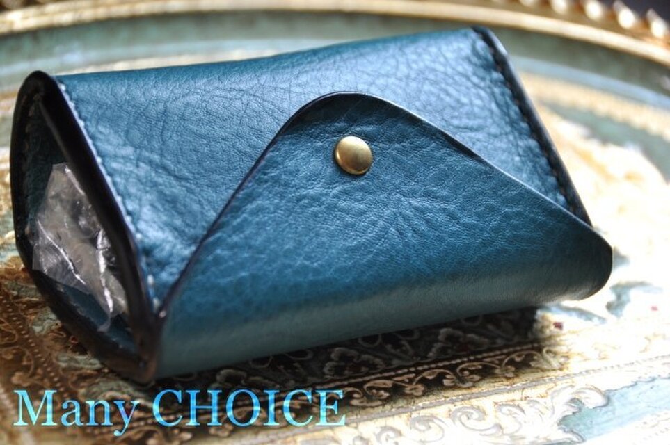 イタリアンオイルレザーアリゾナ・コインキャッチャー財布（改）（ターコイズ）