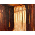 原画・油彩「夕方の部屋の中」絵画・F6（32×41㎝）アート・キャンバス