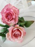 クレイフラワー♡ロココ調薔薇のフラワーアレンジメント♡ハンドメイド ロココ調薔薇✨粘土花✨陶器風✨クレイフラワー✨ハンドメイド