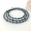 一連 クラシカルロングネックレス ブルー 青 パール チェコガラス ビーズ