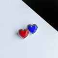ツインハート 【Blue & Red】 七宝焼のブローチ 純銀胎七宝