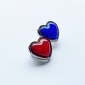 ツインハート 【Blue & Red】 七宝焼のブローチ 純銀胎七宝
