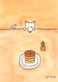 原画・イラスト】「ホットケーキ」 ※木製額縁入り（2Lサイズ）水彩