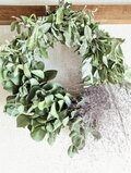 匿名配送　フレッシュユーカリとオリーブのリース　ドライフラワー　涼しげ ユーカリポポラスベリーとロリアンオリーブのグリーンなドライ