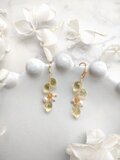 つぼみカットのレモンクォーツと淡水パールのピアス/イヤリング