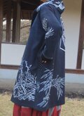 古布リメイク 筒描きのミニフードコート 藍染 型染 刺し子 時々堂