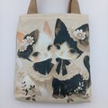 猫 パネル生地のミニミニトートバッグ ベージュ 871 | iichi 日々の