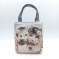 SALE】猫 パネル生地のミニミニトートバッグ グレー 870 | iichi 日々