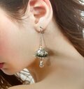 ピアス　ゴールド蓮の花　大ぶり　大振り　大きめ　涼しげ　夏　和風　アジアン ピアス ゴールド蓮の花 大ぶり イヤリング交換可 透明 クリア