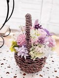 ラベンダーピンクのバスケットアレンジ   母の日    結婚祝い   還暦祝い  誕生日   フラワーアレンジメント