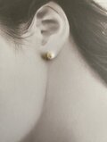 14kgf　パフコインAAA淡水パールスタッドピアス