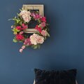 【迫力の５０cm！】１点もののアート！！紫陽花やモーブピンクの花を使った、グラデーションなピンクリース