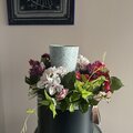 【迫力の５０cm！】１点もののアート！！紫陽花やモーブピンクの花を使った、グラデーションなピンクリース
