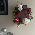 【迫力の５０cm！】１点もののアート！！紫陽花やモーブピンクの花を使った、グラデーションなピンクリース