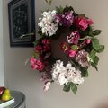 【迫力の５０cm！】１点もののアート！！紫陽花やモーブピンクの花を使った、グラデーションなピンクリース