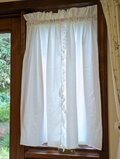 ホワイトコットン♪カフェカーテンセット 白いカーテン 両開き 無地 レース ホワイトコットン♪カフェカーテンセット 白いカーテン 両開き